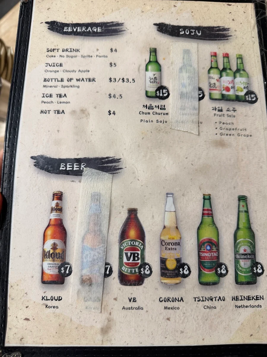 Menu, Grilled Korean BBQ