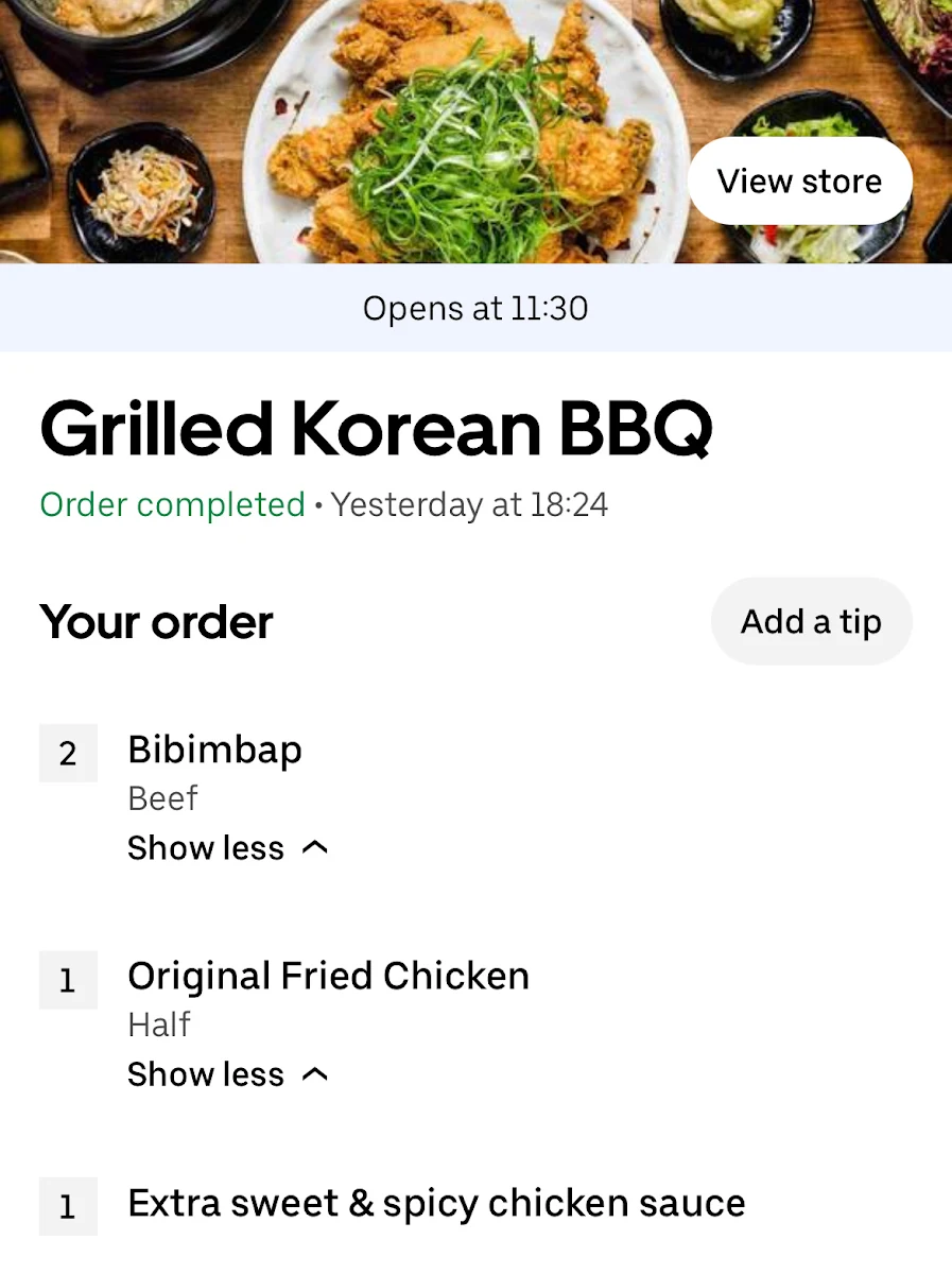 Menu, Grilled Korean BBQ