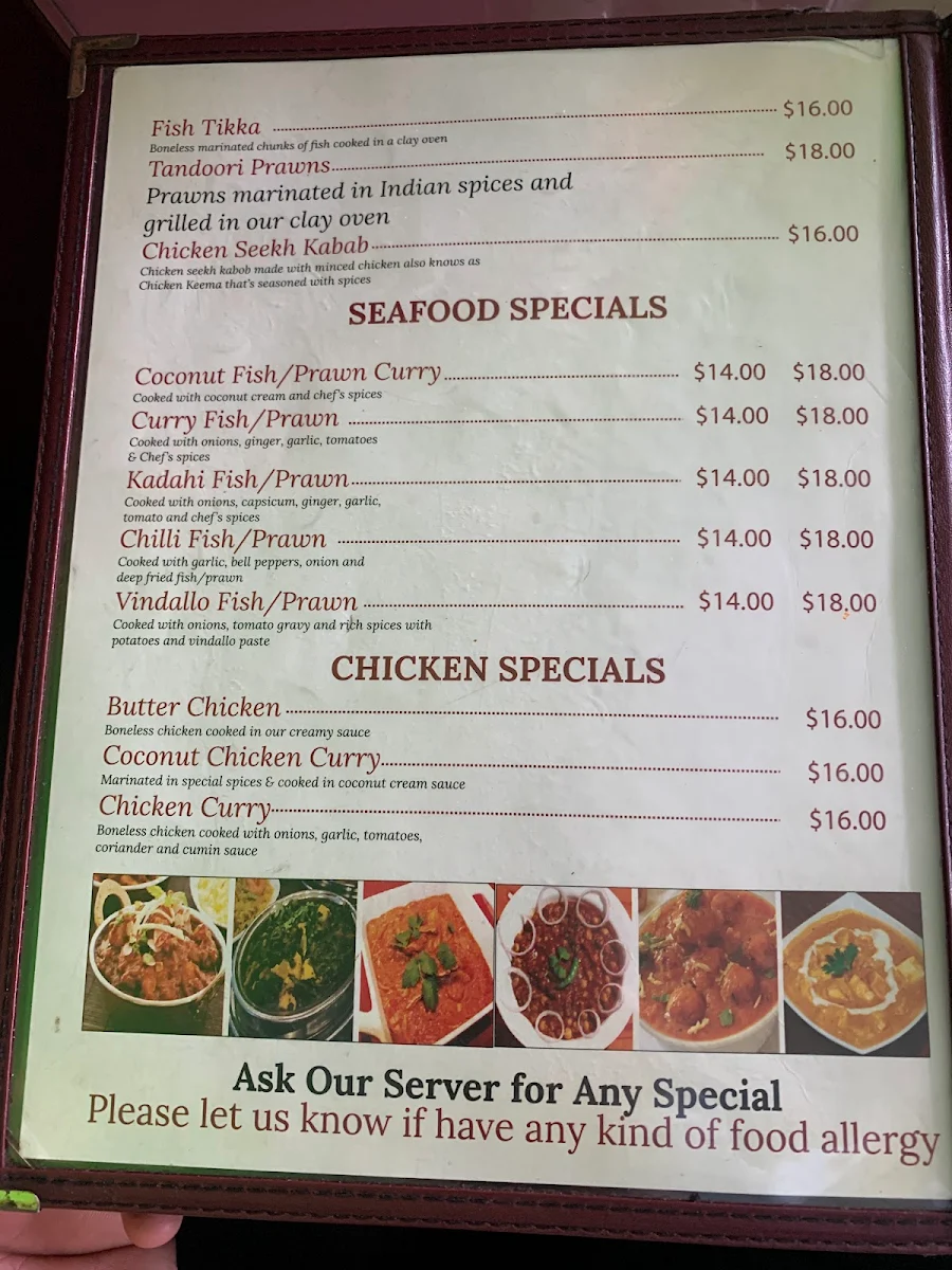 Menu, Royal Choice Indian Cuisine