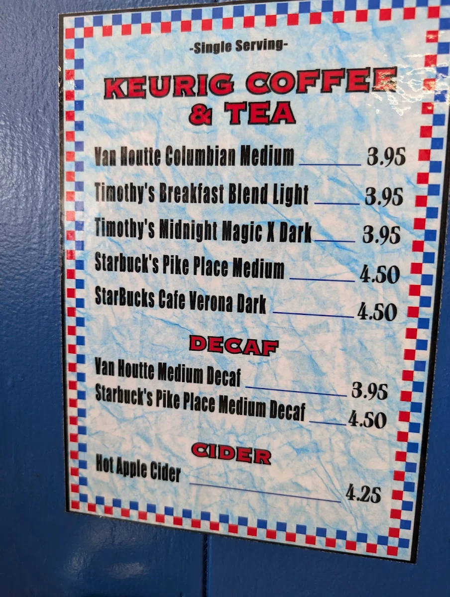 Menu, Park Cafe