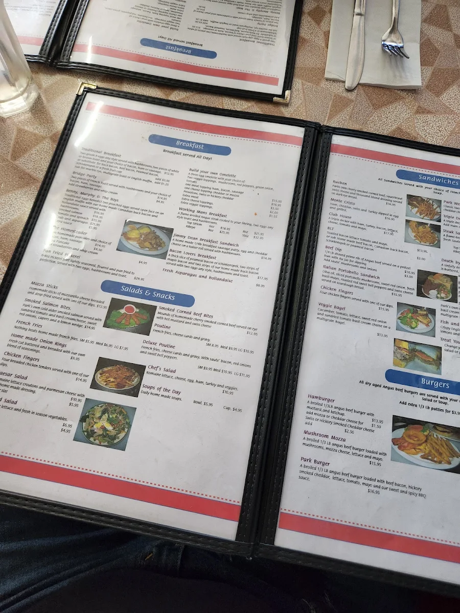 Menu, Park Cafe