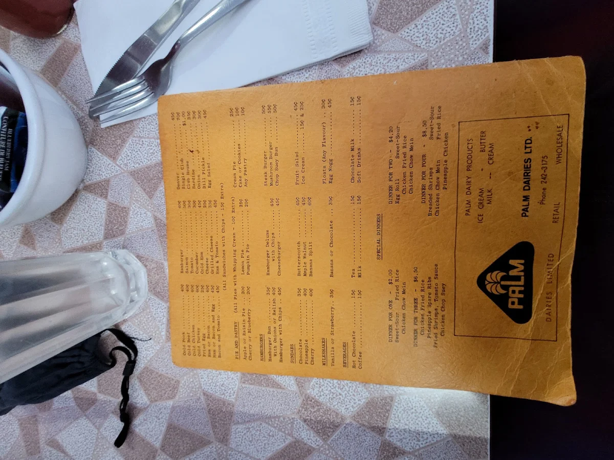 Menu, Park Cafe