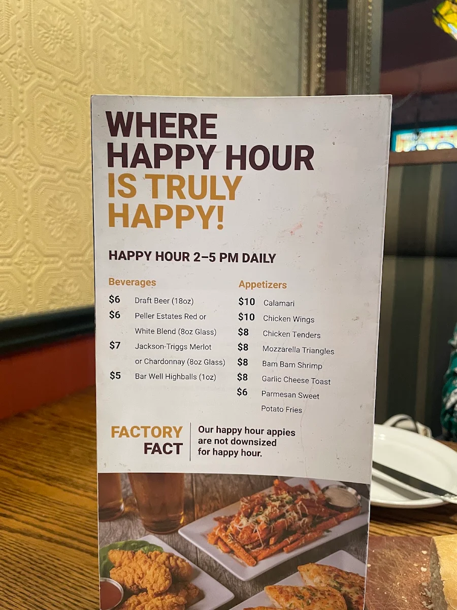 Menu, The Old Spaghetti Factory (Kelowna)