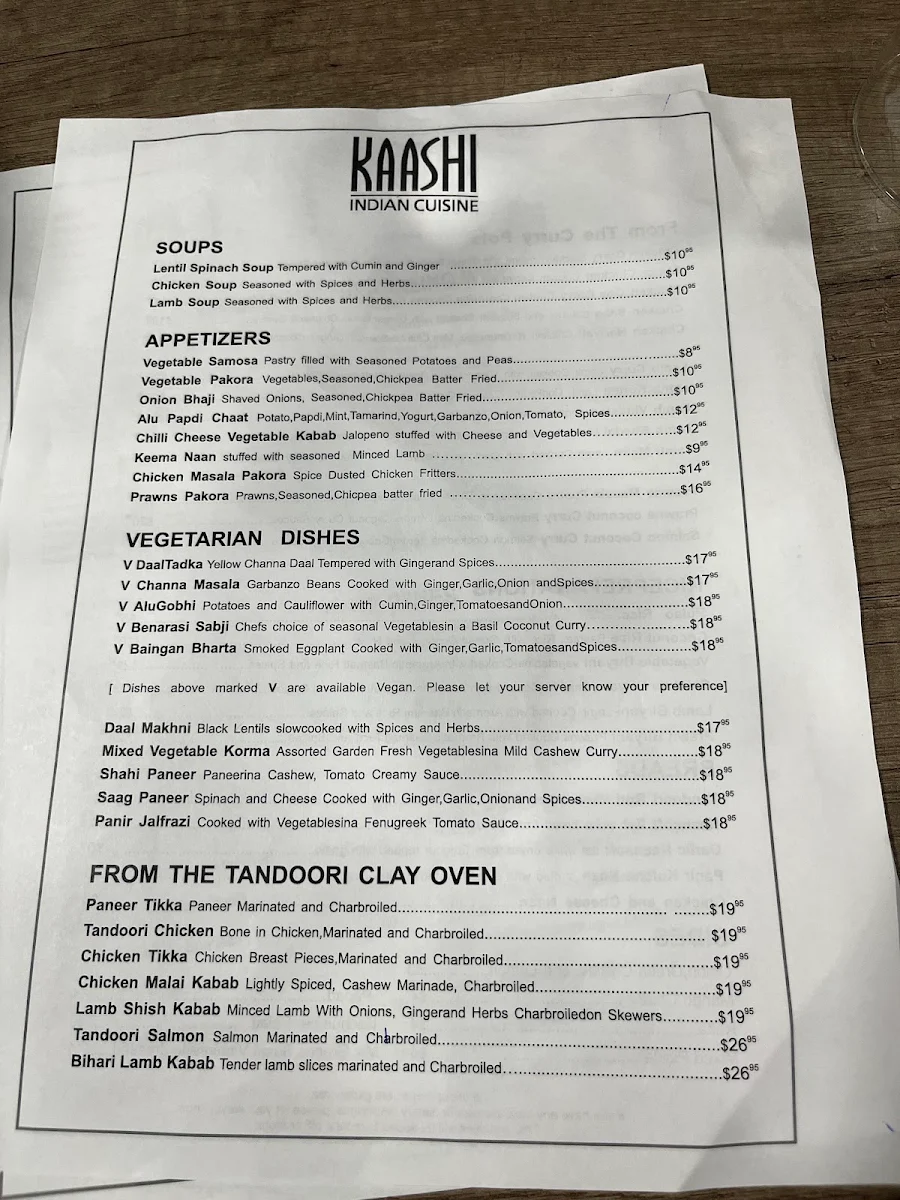 Menu, KAASHI
