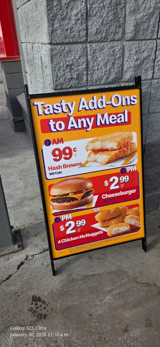 Menu, McDonald's