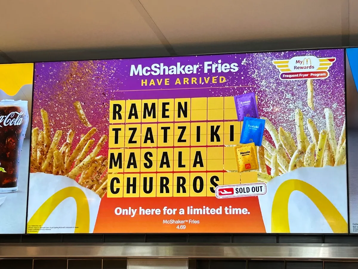 Menu, McDonald's