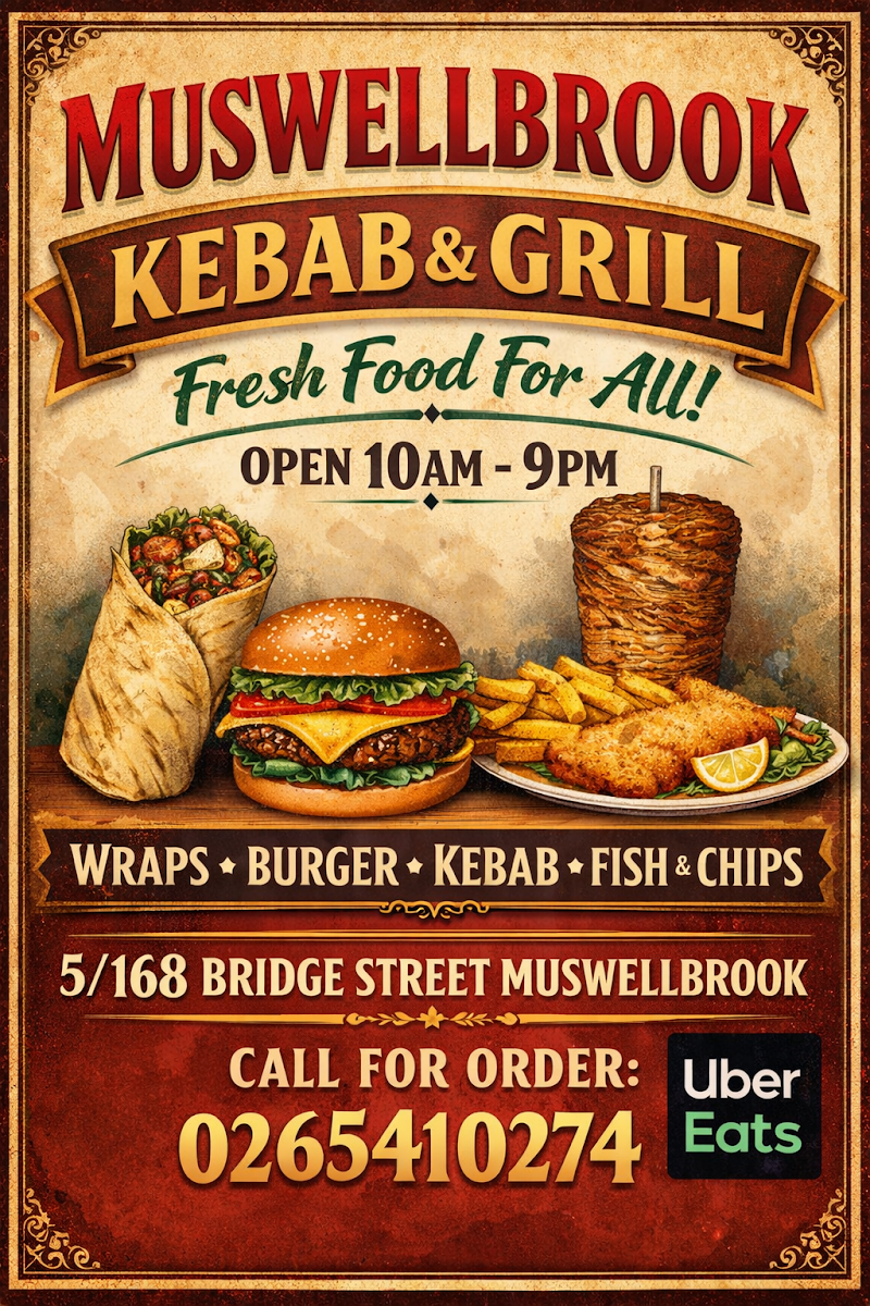 Menu, Muswellbrook Kebab & Grill