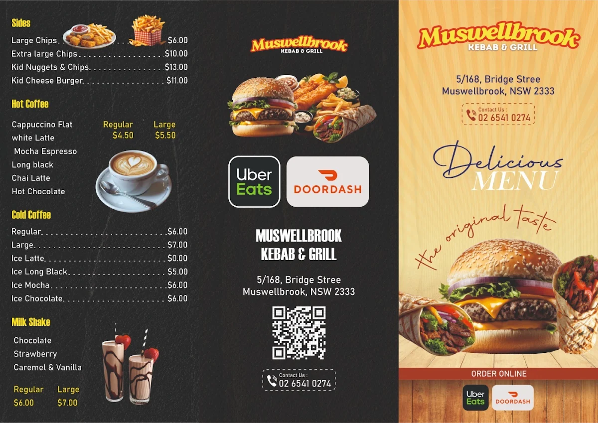 Menu, Muswellbrook Kebab & Grill