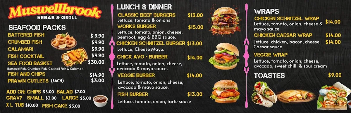 Menu, Muswellbrook Kebab & Grill