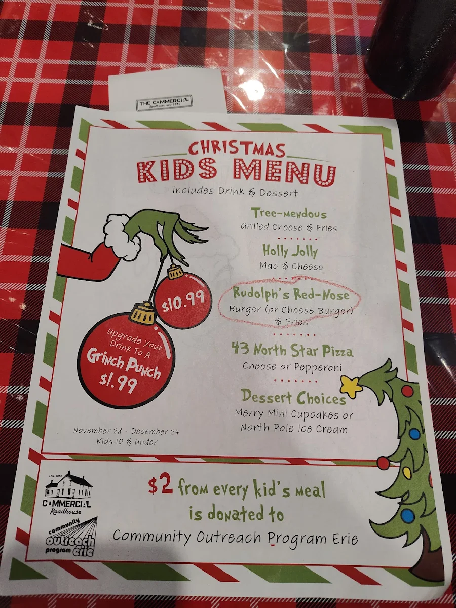 Menu, The Commercial Roadhouse