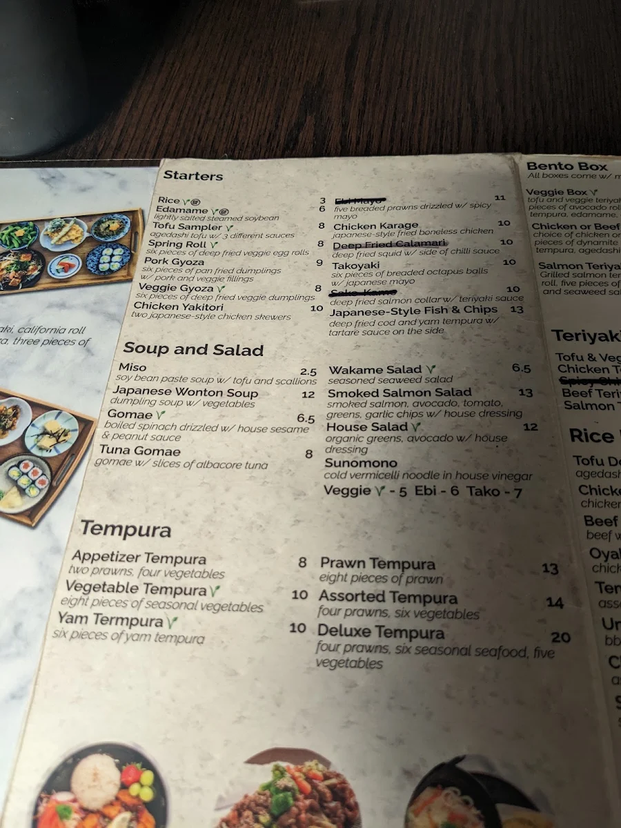 Menu, Sushi Nara-Gladwin
