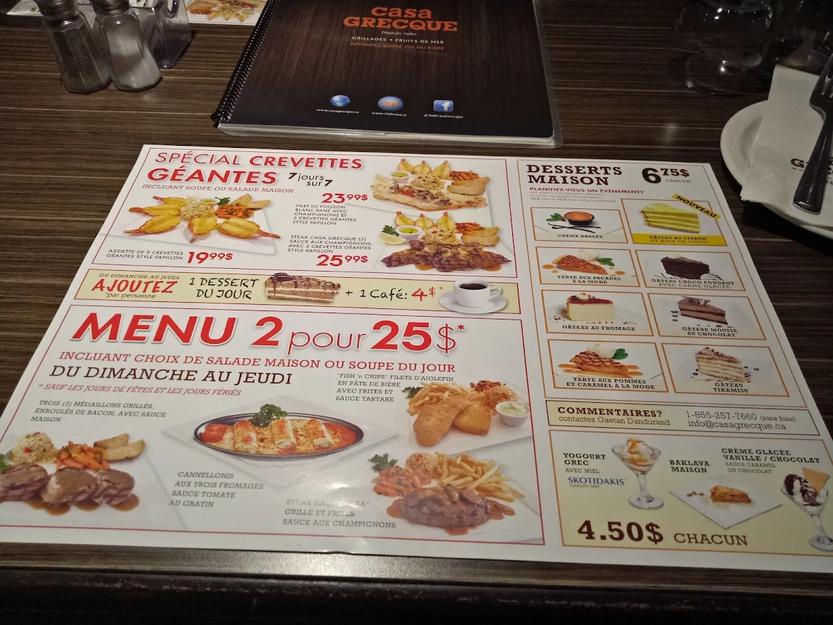 Menu, Casa Grecque