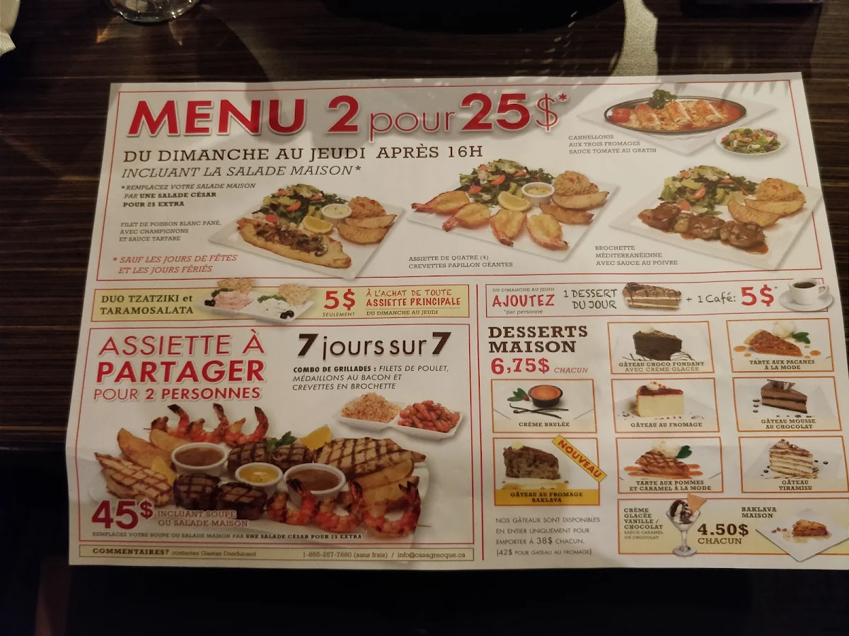 Menu, Casa Grecque