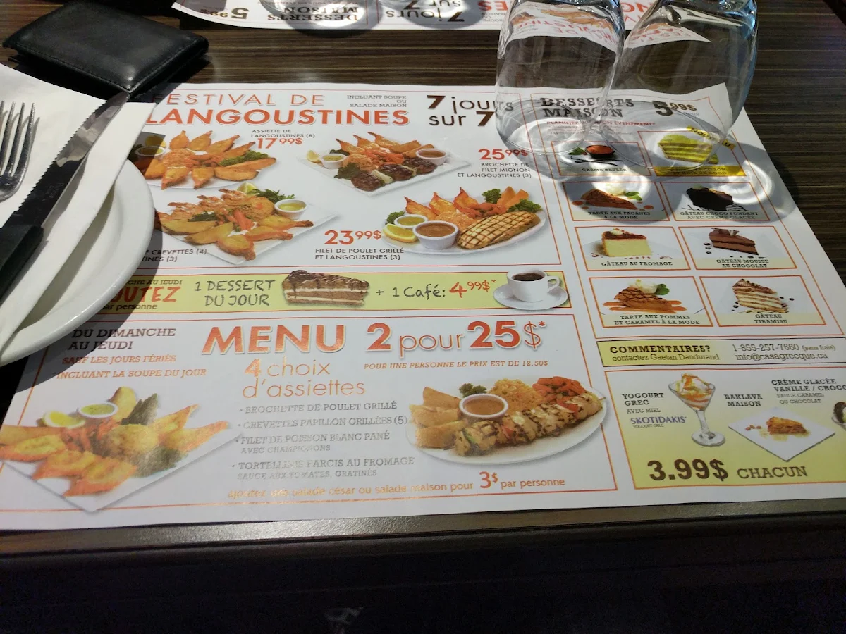 Menu, Casa Grecque