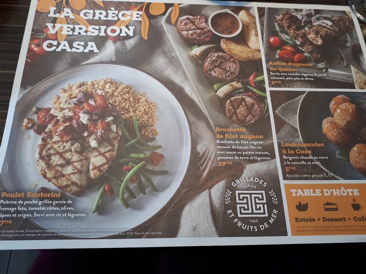 Menu, Casa Grecque