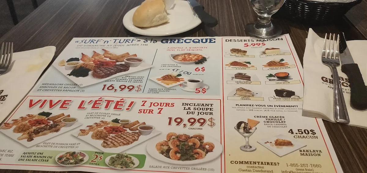Menu, Casa Grecque