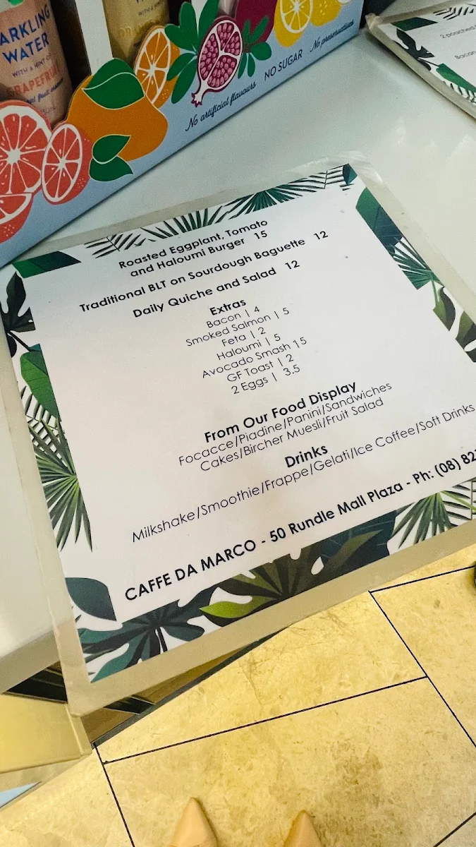 Menu, Caffè Da Marco