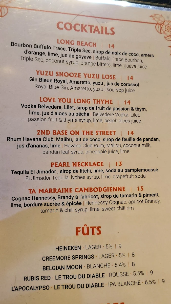 Menu, Les Street Monkeys