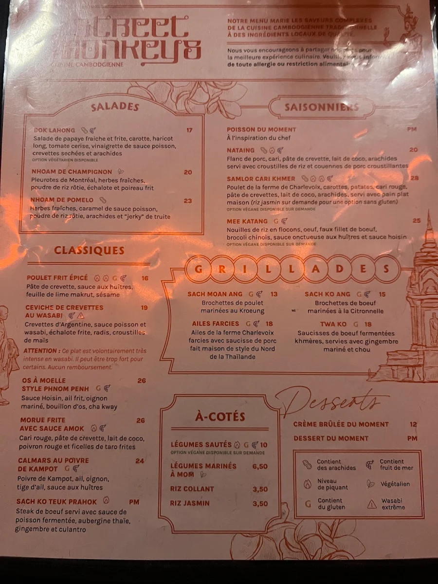 Menu, Les Street Monkeys