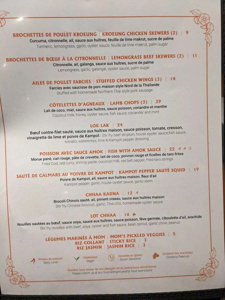 Menu, Les Street Monkeys