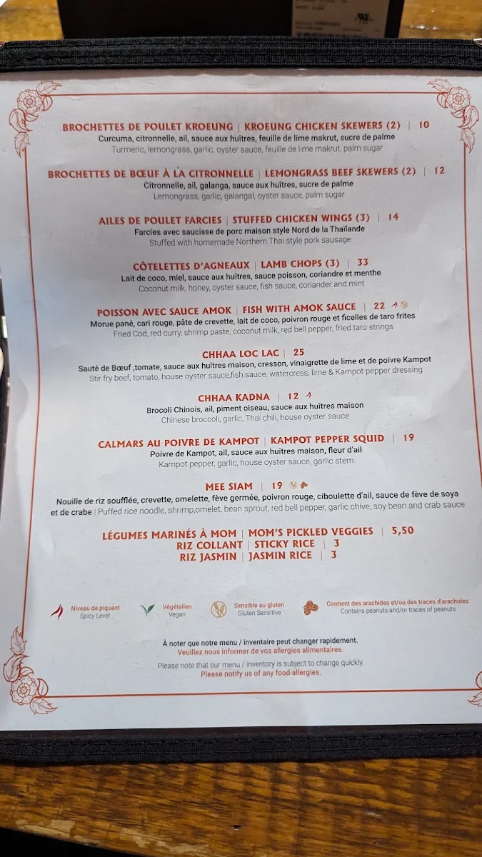 Menu, Les Street Monkeys