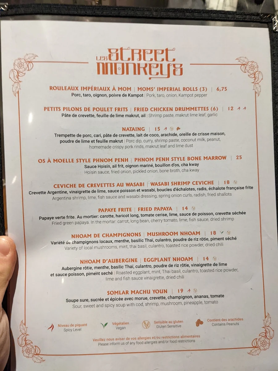 Menu, Les Street Monkeys