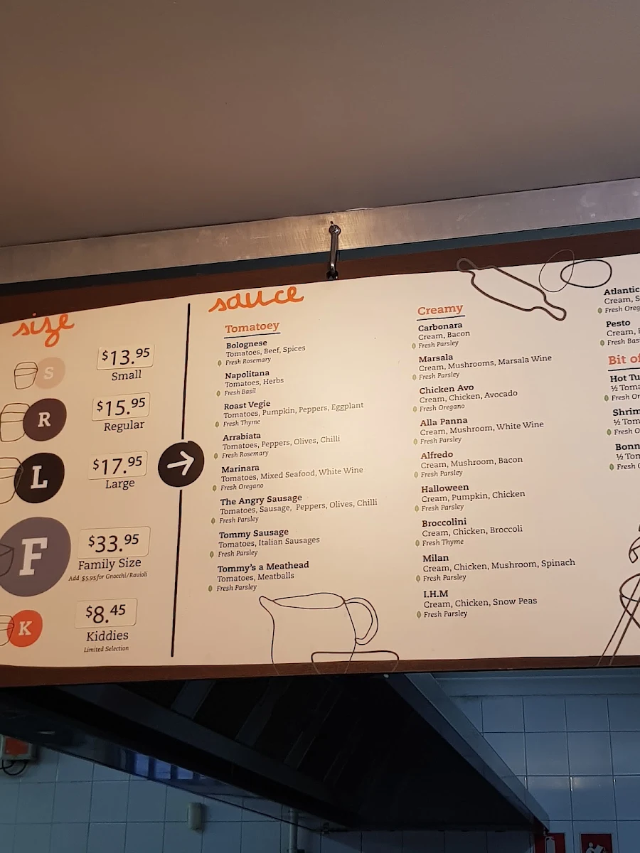 Menu, Pastacup