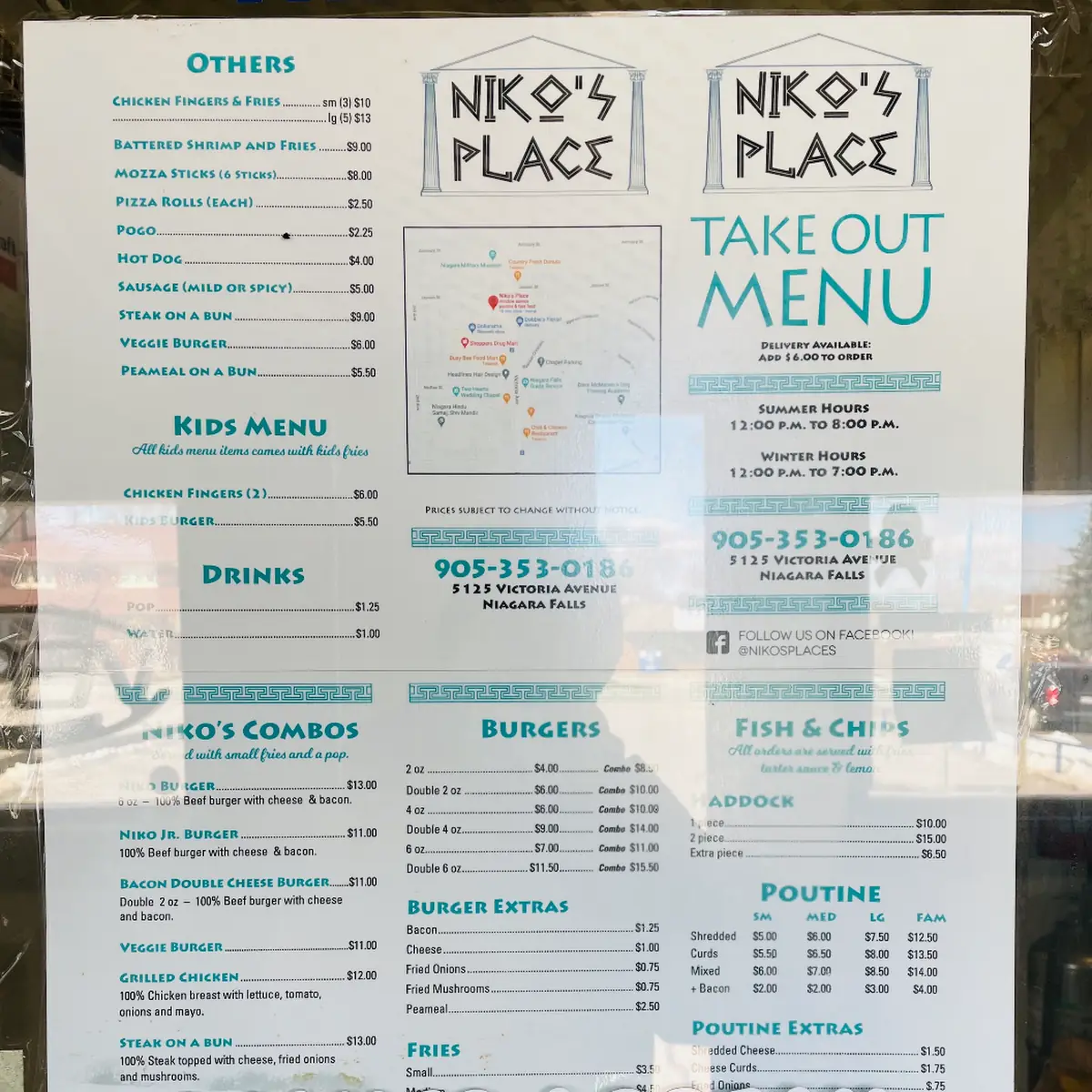 Menu, Niko's Place
