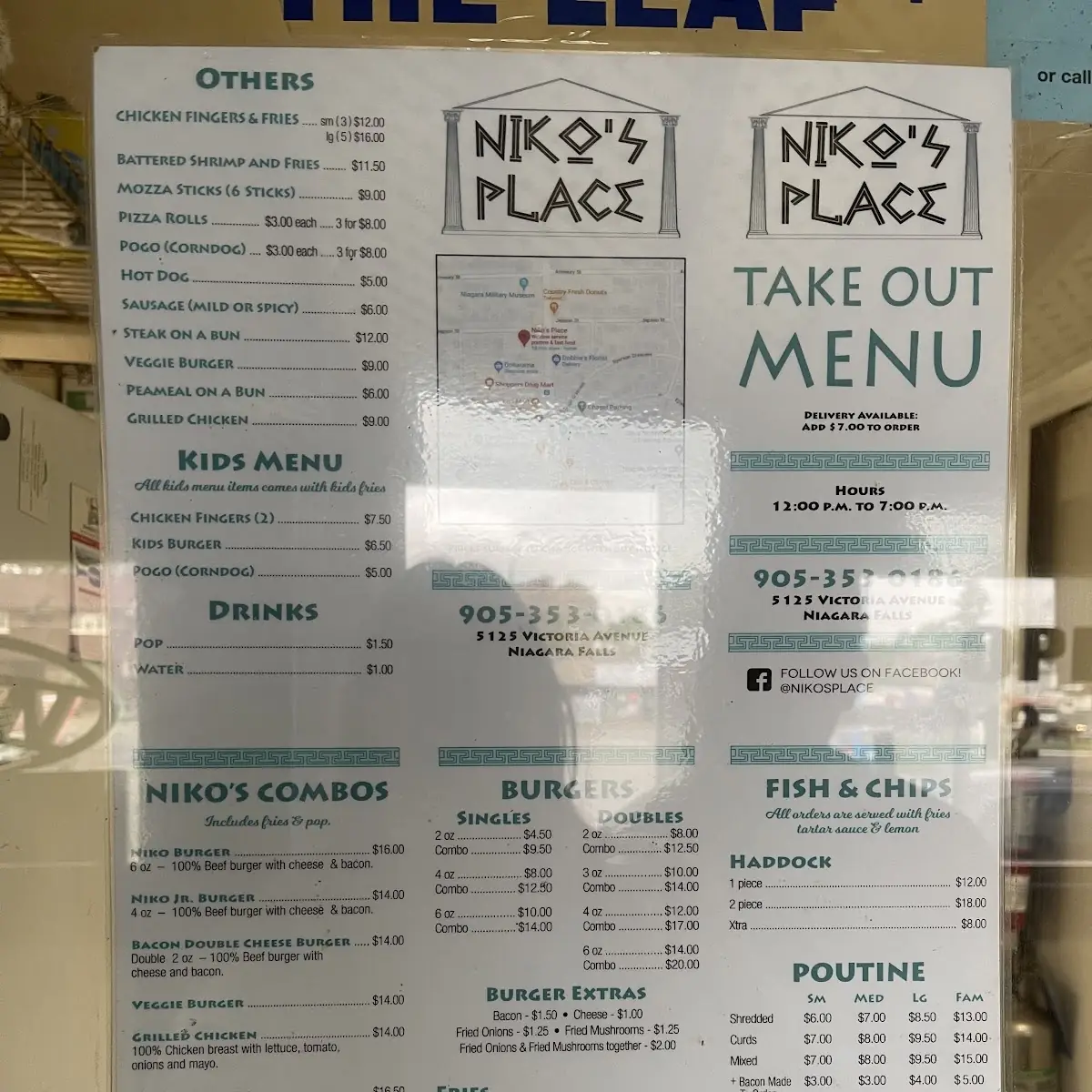 Menu, Niko's Place