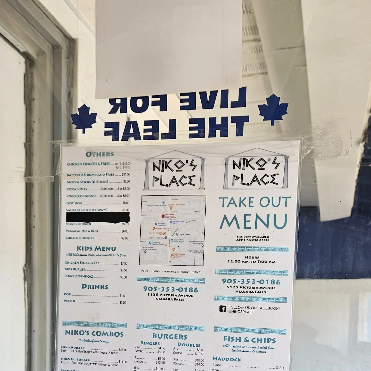 Menu, Niko's Place