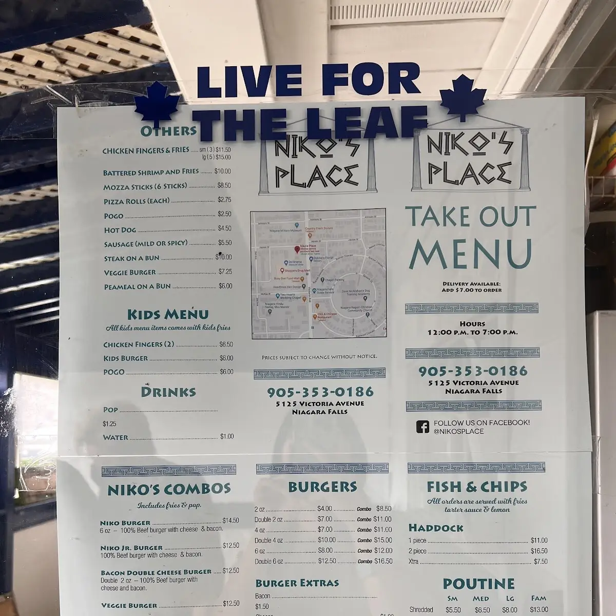 Menu, Niko's Place