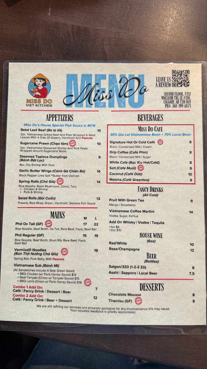 Menu, Miss Do