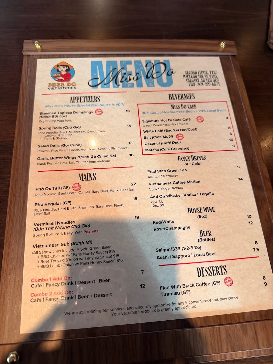 Menu, Miss Do