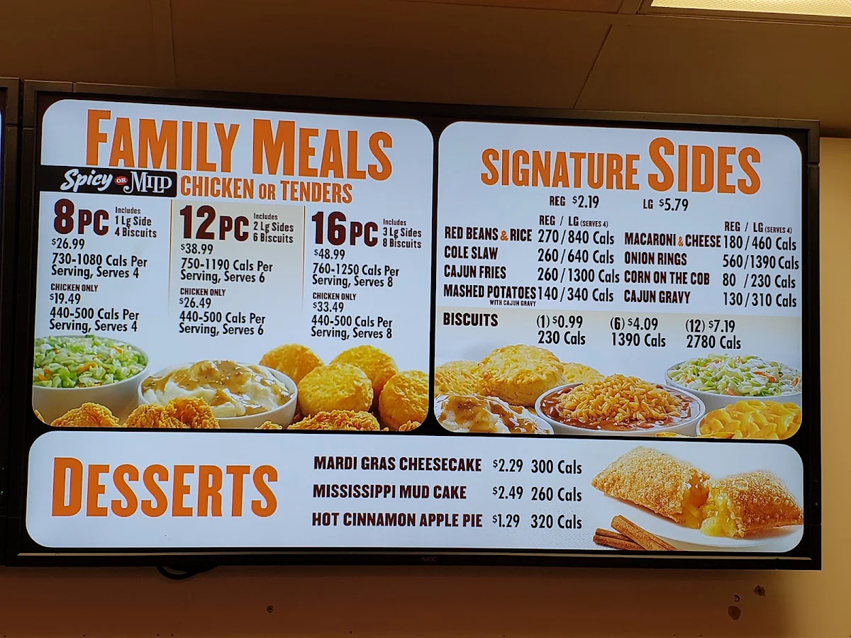 Menu, Popeyes Louisiana Kitchen