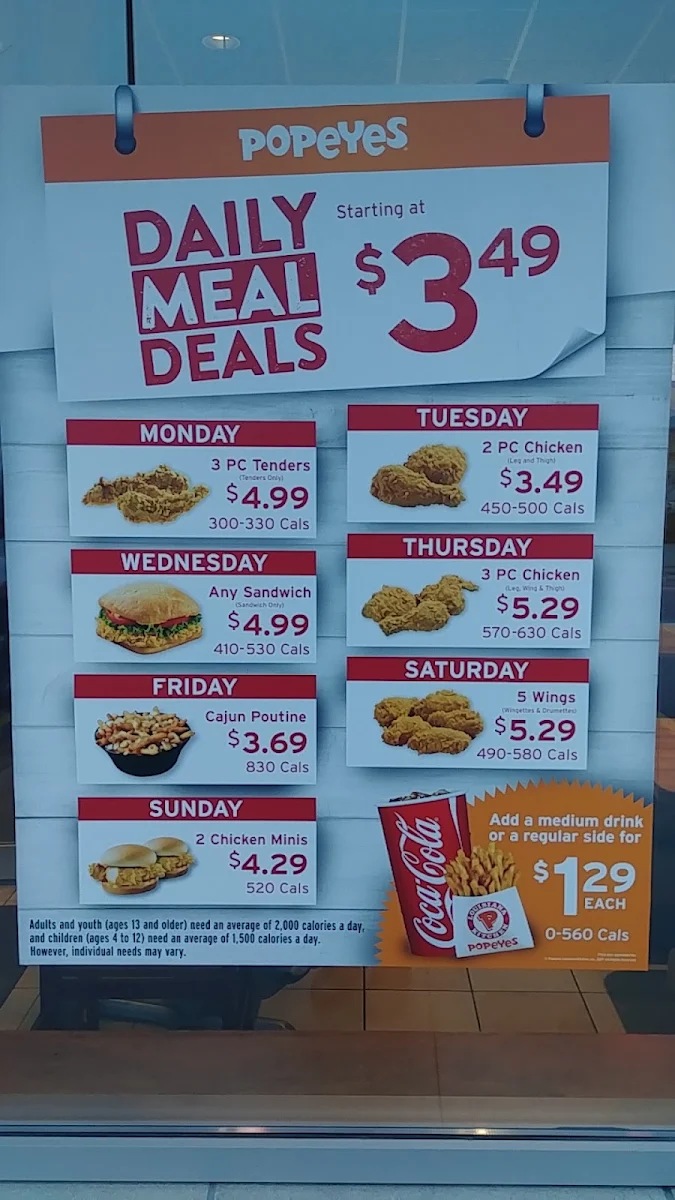 Menu, Popeyes Louisiana Kitchen