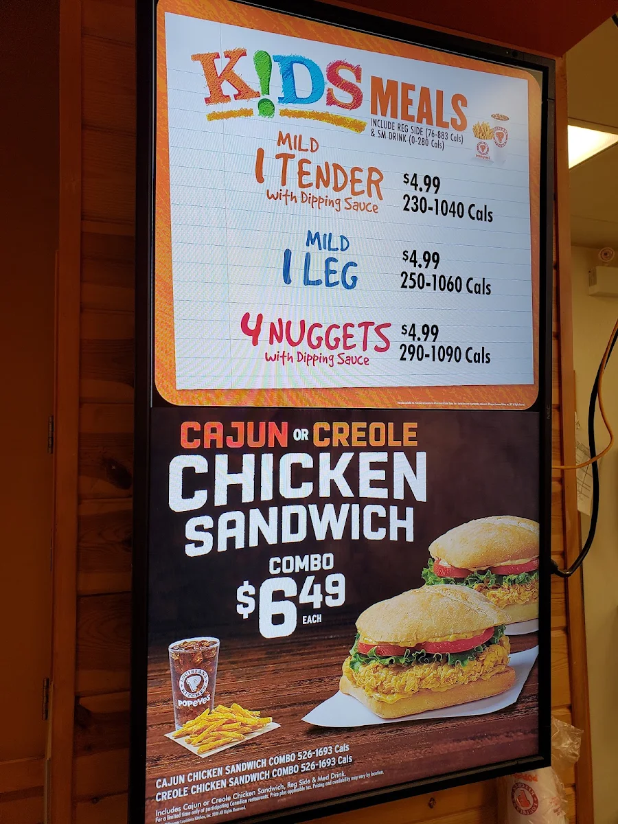 Menu, Popeyes Louisiana Kitchen