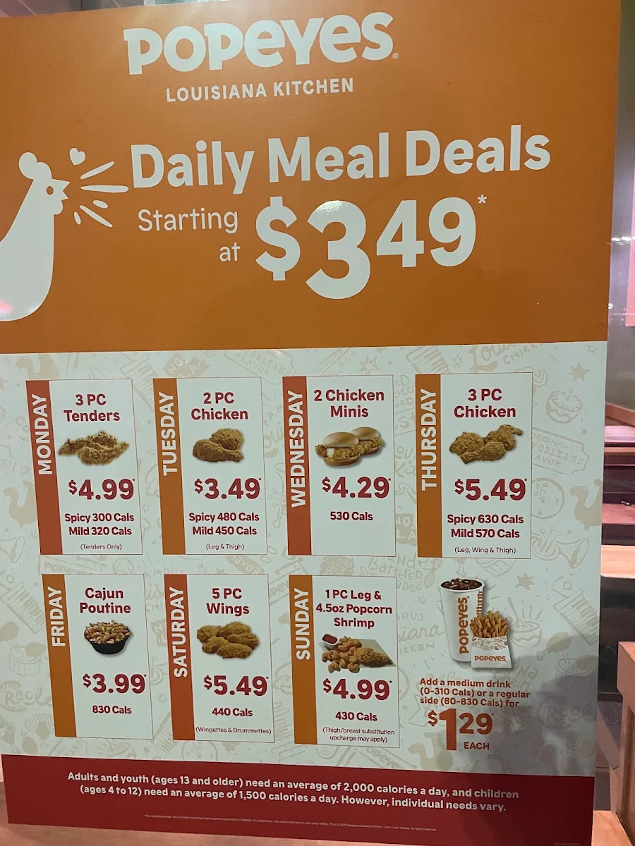 Menu, Popeyes Louisiana Kitchen