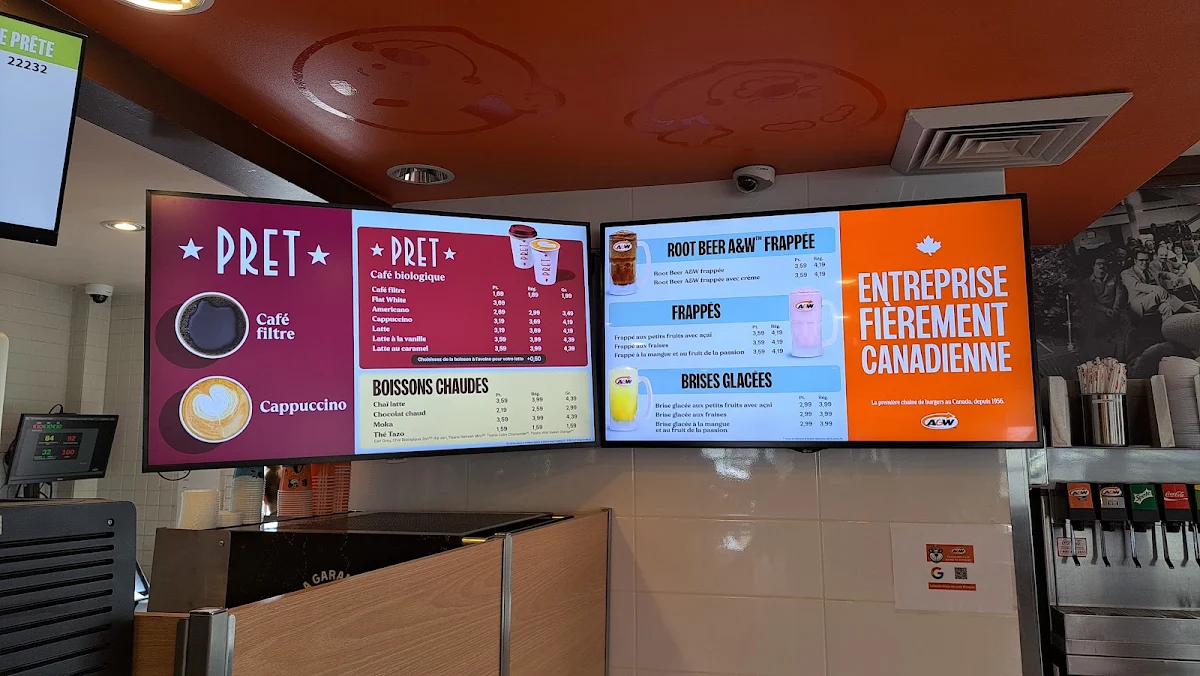Menu, A&W Canada