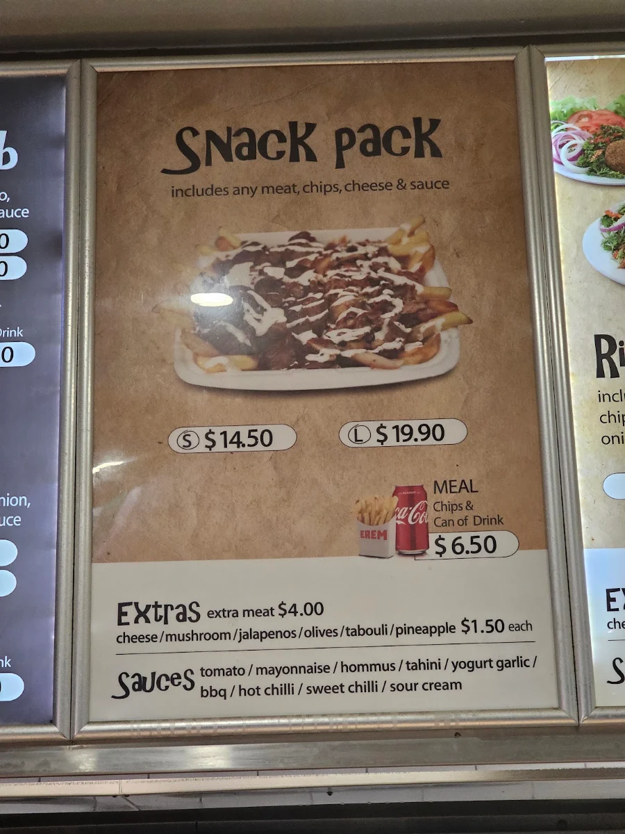 Menu, Erem Kebab