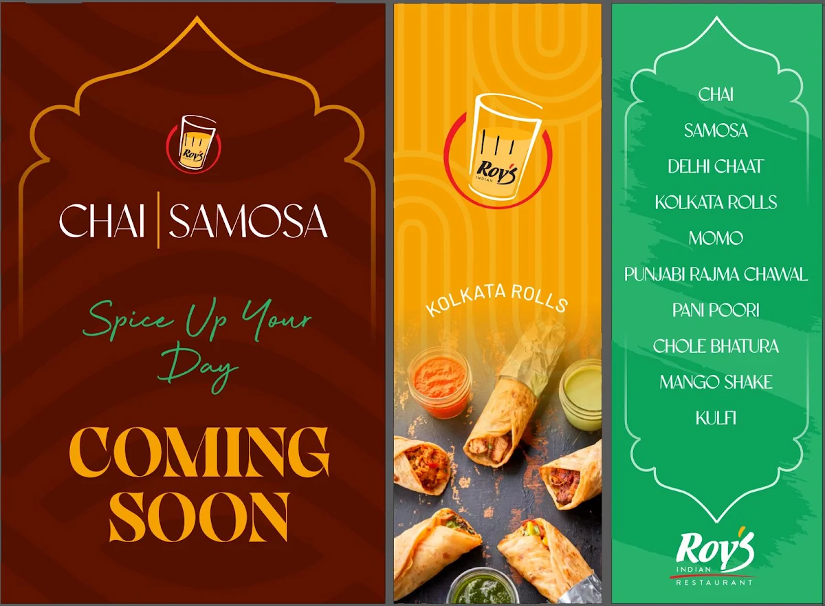 Menu, Chai Samosa By Roy’s