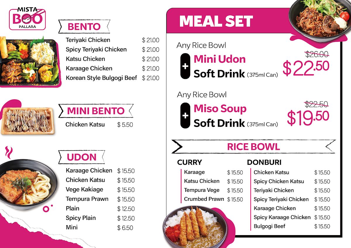 Menu, MistaBoo Sushi & Chicken TA - Pallara