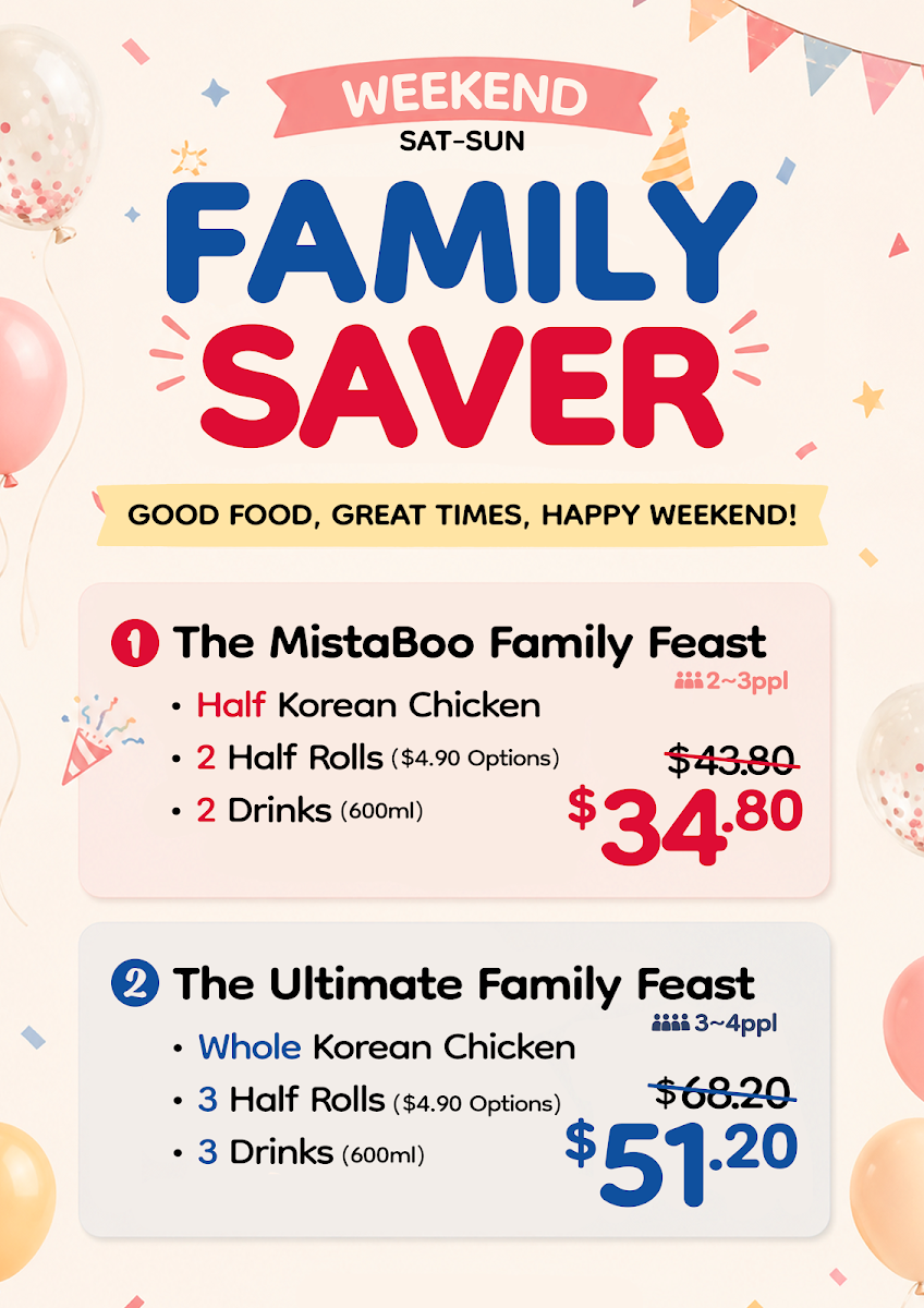 Menu, MistaBoo Sushi & Chicken TA - Pallara