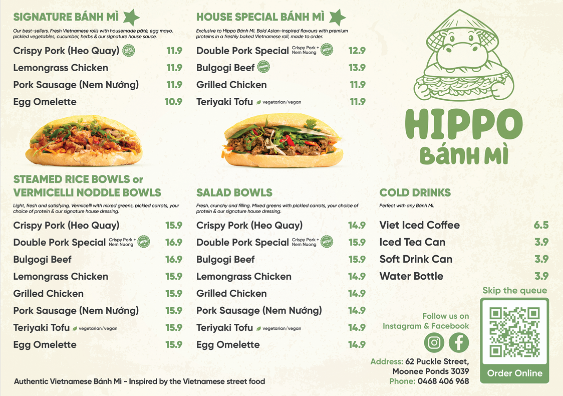 Menu, Hippo Banh Mi