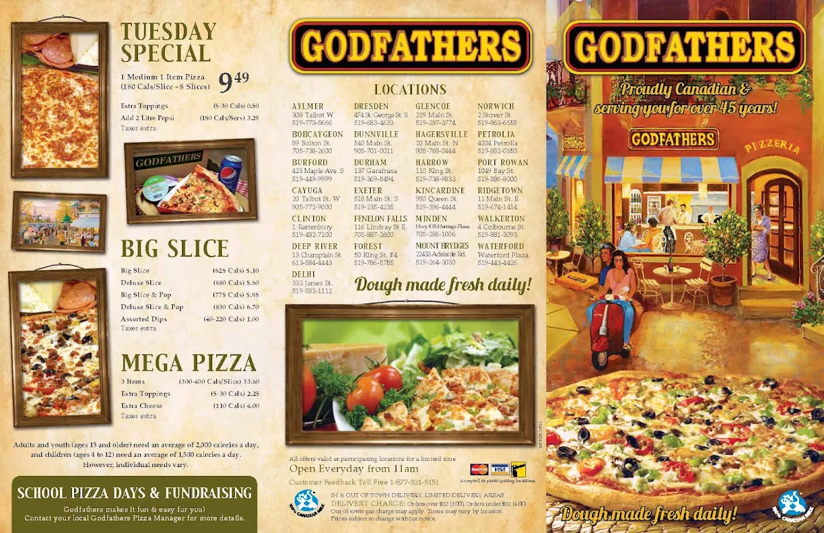 Menu, Godfathers Pizza - Norwich