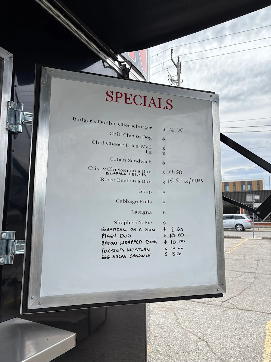 Menu, Badger's Den