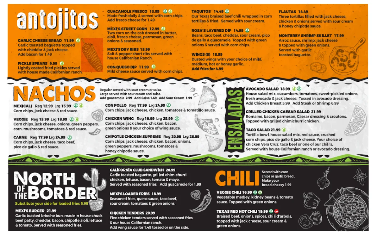 Menu, Mexi's Cornwall - Best Mexican Restaurant