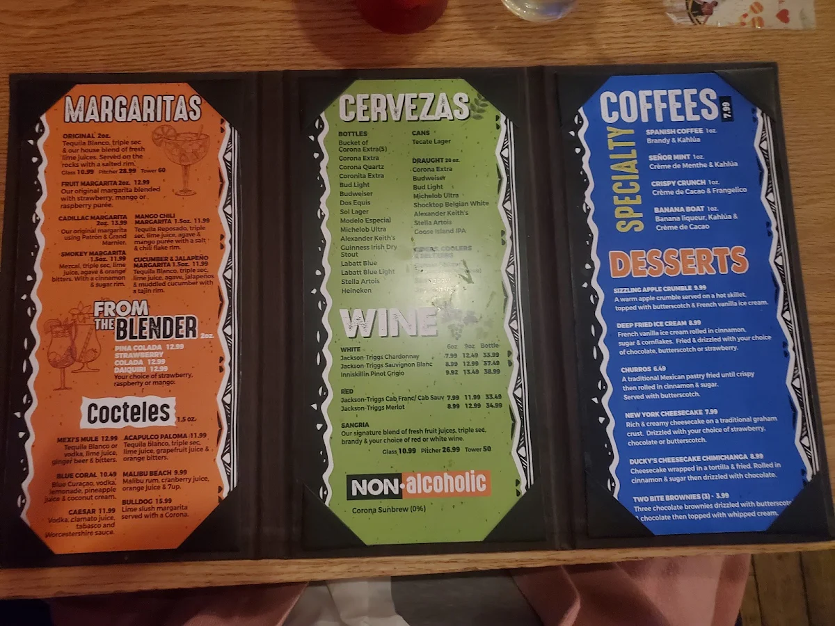 Menu, Mexi's Cornwall - Best Mexican Restaurant