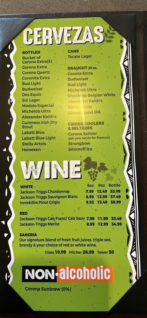 Menu, Mexi's Cornwall - Best Mexican Restaurant