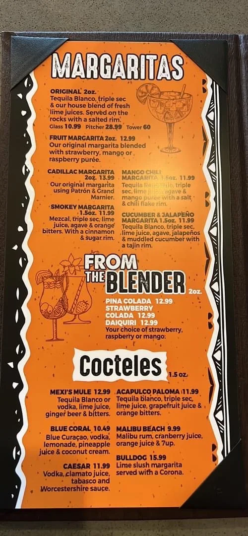Menu, Mexi's Cornwall - Best Mexican Restaurant