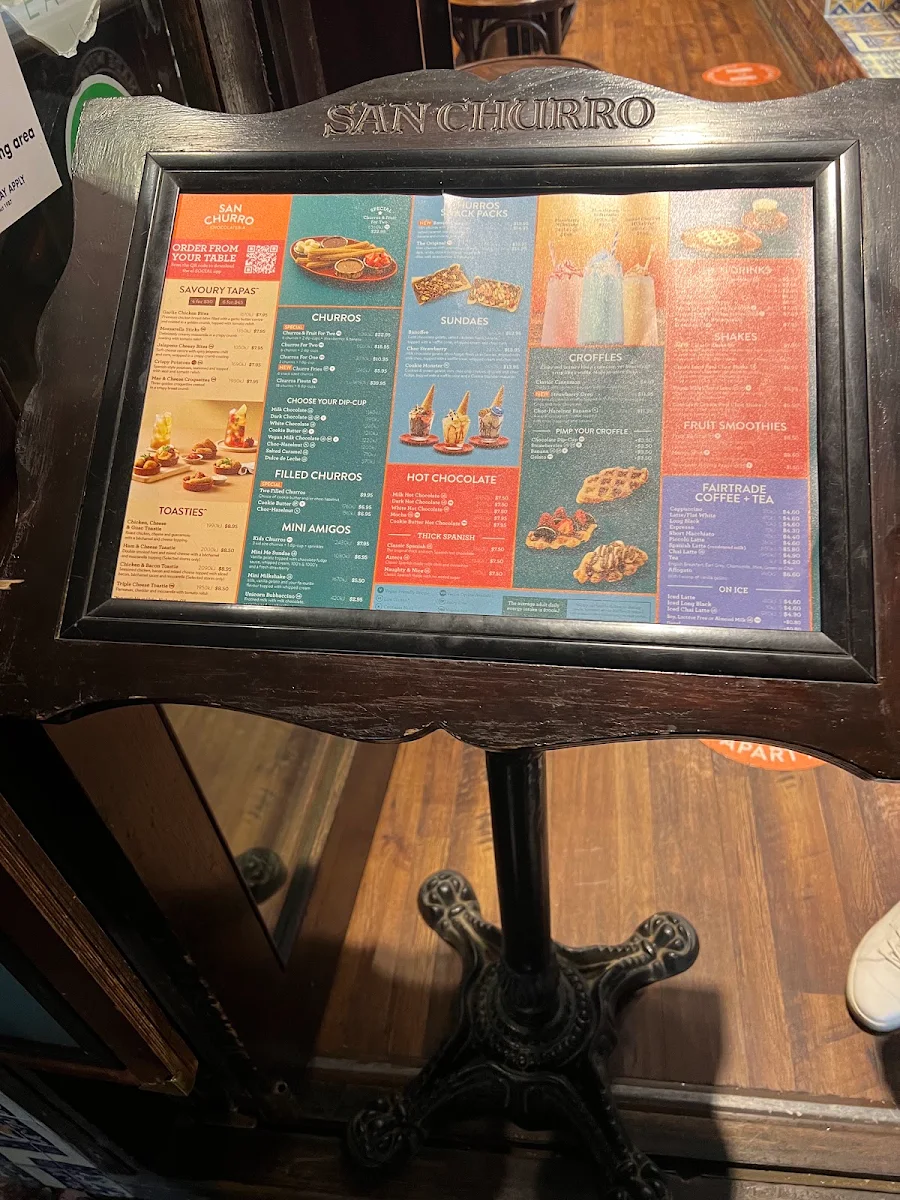 Menu, San Churro Carlton